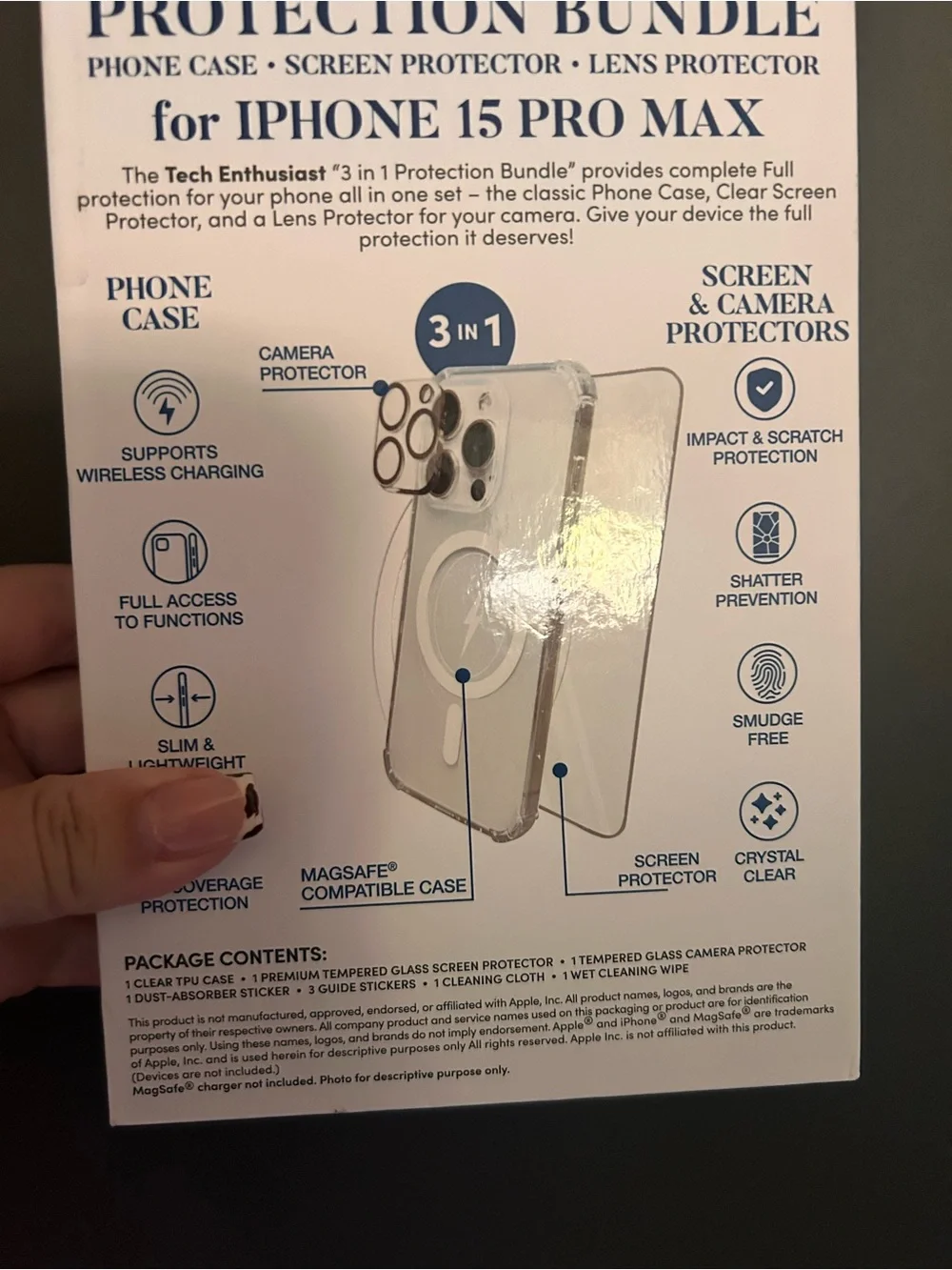 White MagSafe-Compatible Case for iPhone 15 Pro Max